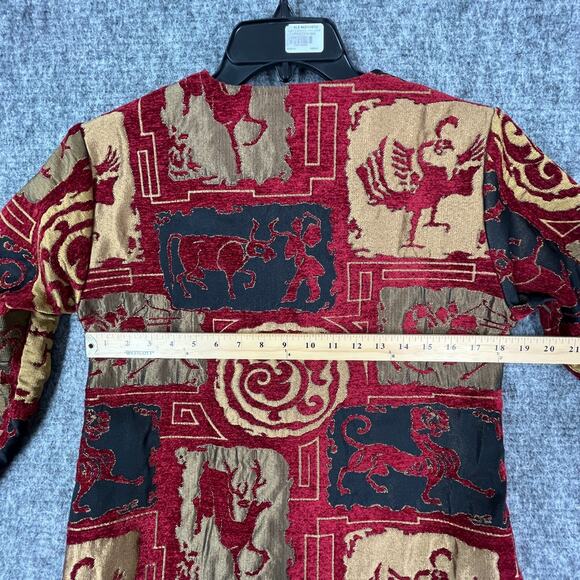 Midnight Velvet Jacket Womens Small‎ Astrology Signs Zodiac Asian Animals Red - Picture 7 of 10